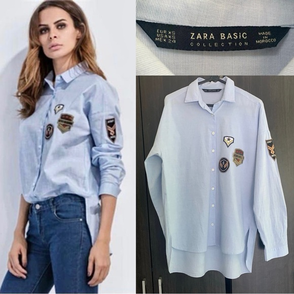 Zara Tops - Zara Blue Military Shirt